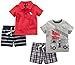 Simple Joys by Carter's Baby 4-piece Playwear Set, Red Plaid/Fire Truck/Blue Stripe, 6-9 Months