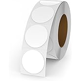 YIKIADA White Circle Thermal Labels Vinyl 1 Inch Self-Adhesive Round Stickers Roll Waterproof Printer Decals Name Tag for QR Code DIY Office Address 500 PCS
