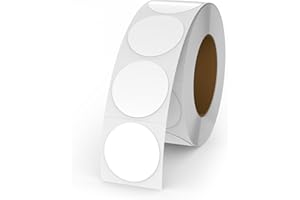 YIKIADA White Round Thermal Labels Self-Adhesive 1 Inches Circle Printer Stickers Waterproof Dot Vinyl Decal Nametag for Busi