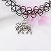 Longil Women Vintage Black Gothic Stretch Elastic Double Line Henna Tattoo Choker Collar Necklace with Elephant Pendant Charm Hippy Popular for 80s 90s