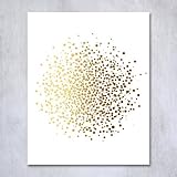 Abstract Dots Gold Foil Art Print Poster Cluster of Dots Modern Wall Decor 8 inches x 10 inches A27
