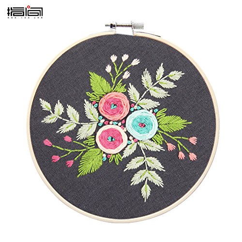 Cross Stitch Stamped Embroidery Kit - Eafior DIY Beginner Counted Starter Cross Stitch Kit for Art Craft Handy Sewing Including Color Pattern Embroidery Cloth,Embroidery Hoop,Color Threads,Tools Kit