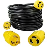Leisure Cords 3-Prong 50 Foot 30 Amp Generator Cord, 10 Gauge Heavy Duty L5-30 Generator Power Cord Up to 3750W (50-Feet)
