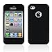 iPhone 4S Case, MagicMobile Hybrid Impact Shockproof Cover Hard Armor Shell and Soft Silicone Skin Layer [ Black - Black ] with Screen Protector and Stylus
