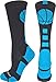 MadSportsStuff Basketball Logo Crew Socks (Black/Electric Blue, X-Large)