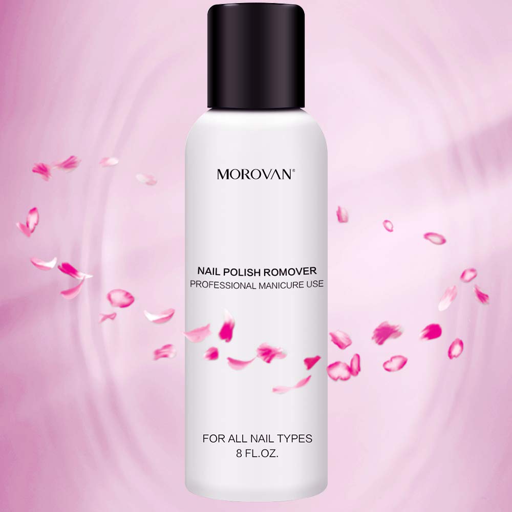 Professional Nail Gel Remover - Rose Formula - Morovan Nail Polish Remover Non-Acetone Liquid Moisturizing Conditioner Essential Oil Vegan Remove Soak-Off Glitter Gel Acrylic Dip Nails (4oz / 120ml) : Beauty