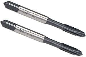 uxcell M5 x 0.8 Spiral Point Threading Tap, H2 Tolerance High Speed Steel TICN Coated, Round Shank with Square End, Metric Sc