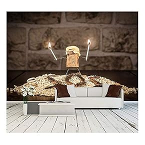 Concept Stranded on Island, Wine Cork Figures - Removable Wall Mural | Self-Adhesive Large Wallpaper - 66x96 inches