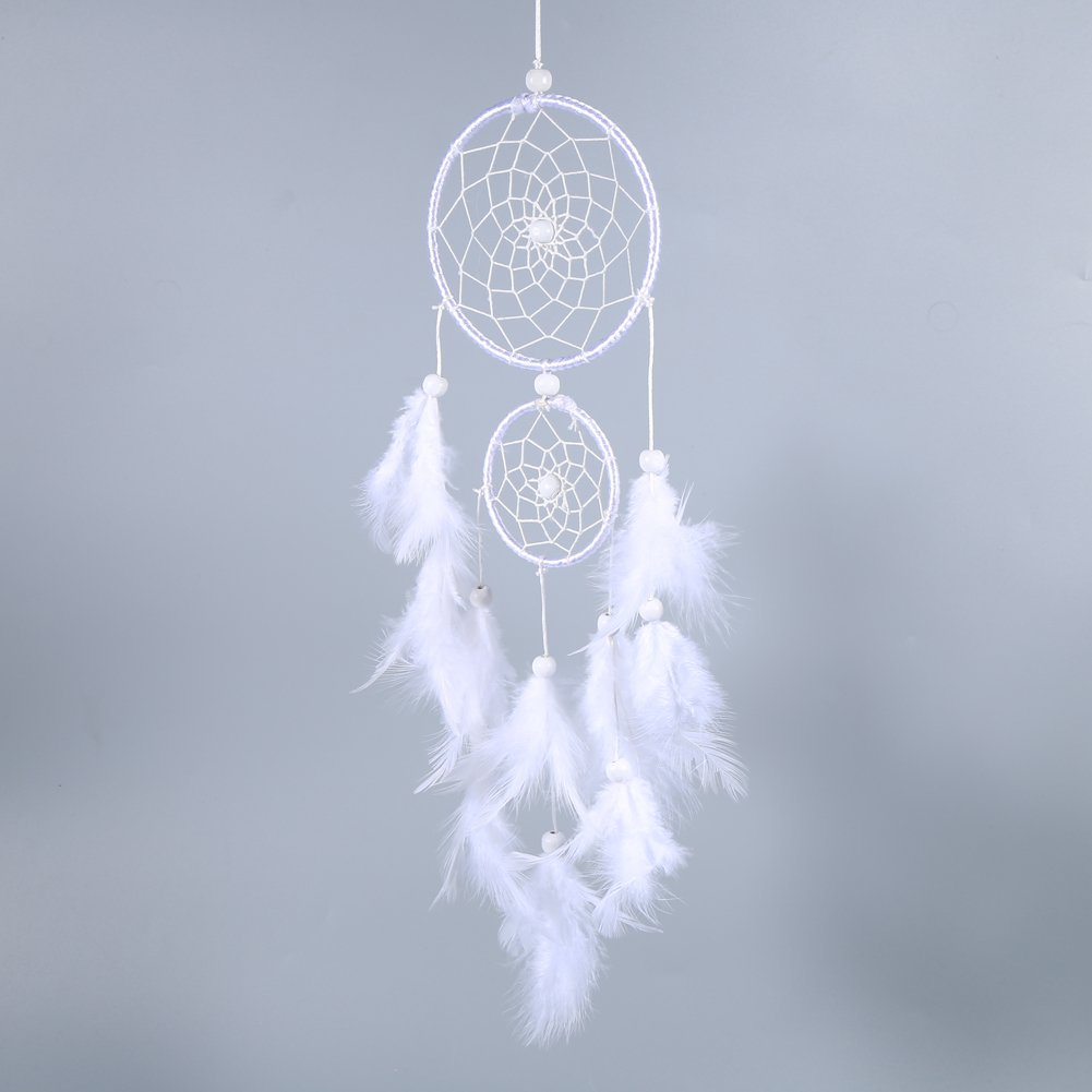 Yosoo Dream Catcher Wind Chimes Indian Style White Feather and Beads Wall Window Hanging Decoration