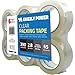 Grizzly Power Clear Packing Tape (6 Rolls) | Heavy Duty Packing Tape (2 Inch x 65 Yards) | 2.8mil Thick Strong Adhesive for Moving Boxes, Shipping Cartons, Office Use, Storage & Wrapping (390 Yards)