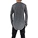 Moomphya Mens Extend Long Tail Hipster Hip Hop Streetwear T Shirts Curve Hem Long Sleeve Longline T-Shirt,Black1,Large