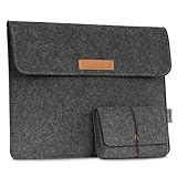 MoKo 13.5 Inch Laptop Sleeve Case Bag Compatible with Surface Laptop 2 / Surface Book 2 13.5", Felt Protective Ultrabook Carrying Case Cover, with Small Felt Bag & Two Back Pockets - Dark Gray