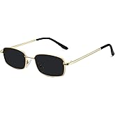 Fozono Rectangle Sunglasses for Women 90s Retro Small Narrow Square Frame UV400 Protection