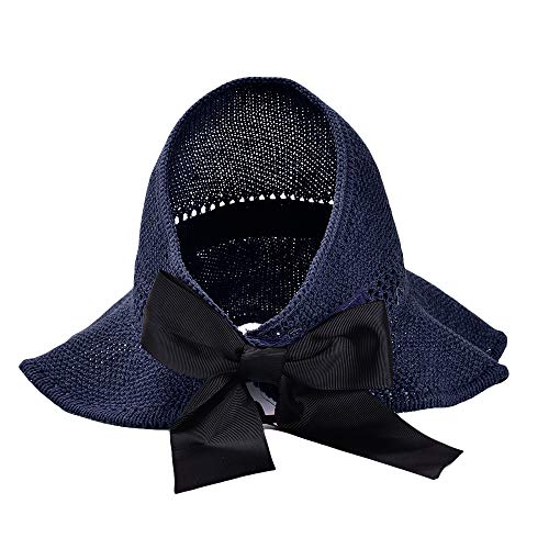 image for Rosoz Summer Straw Beach Sun Visor Ponytail Hats for Women UPF Protect
