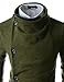 (GD93) Slim Stylish Unbalanced Metallic Leather Point Knitted Cardigan Sweaters Khaki US L(Tag Size XL)