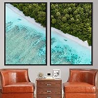 2 Piece Framed Canvas Wall Art Coastal Scenery Canvas Prints Home Artwork Decoration for Living Room,Bedroom - 16