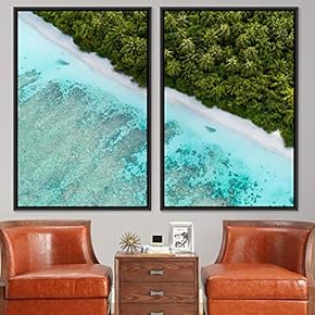 signwin 2 Piece Framed Canvas Wall Art Coastal...