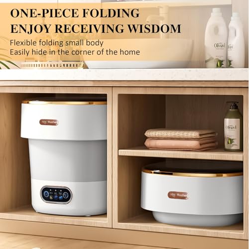 XVersion 13L Mini Portable Washing Machine with Spin Dryer – Foldable Washer for Baby Clothes, Underwear, Socks | Compact Laundry for Apartment, Travel, RV, Home (White)