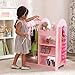KidKraft Wall Mount Wooden Fashion Pretend Dress-Up Station Children's Furniture with Storage and Mirror - Pink, Gift for Ages 3+