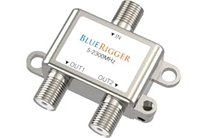 BlueRigger 2-Way Coaxial Cable Splitter (RG6 Two Way Mini Diplexer, F-type, 2.3GHZ 5-2300MHz) Digital Signal Female Coax Splitter - Works with Satellite, Antenna, HDTV, Amplifier, Cable TV, Dish, CATV