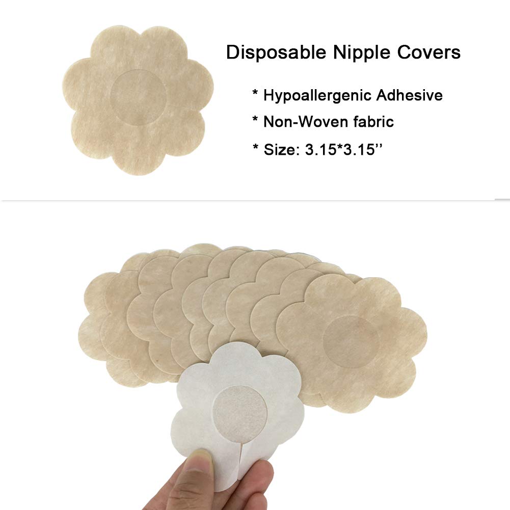 Nipple Covers Disposable Breast Pasties Adhesive Bra Petal for Women 6-Pair