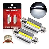 LASFIT 36mm LED Festoon 6418 6411 DE3423 Bulb Canbus Error Free 400LM 6000K Extremely Bright Use for Dome Map Door License Plate Trunk Vanity Mirror Lights, Xenon White (Pack of 2)