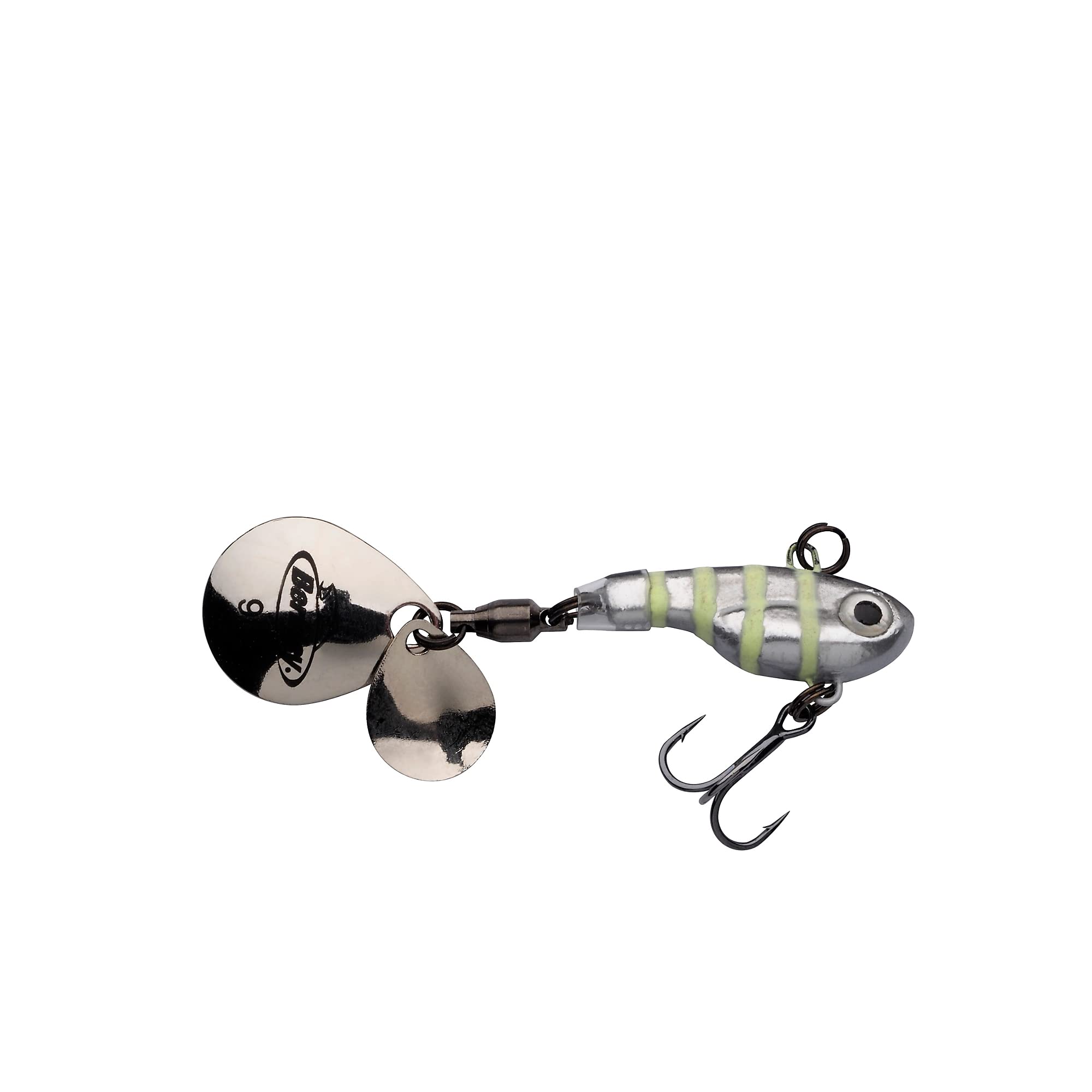 Berkley Pulse Spintail, Jig Lure with Spinner Blade & Berkley Fusion Treble Hook - Long Casting Hard Bait for Perch, Trout, Pike, Unisex,Glow Silver Zebra, 21g | 75mm