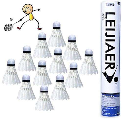 KANOSON Badminton Shuttlecocks 12 Pcs, White Fast Feather Shuttlecocks Balls with Stability & Durability, High Speed Feather Badminton Shuttle Idea for Indoor Outdoor Game