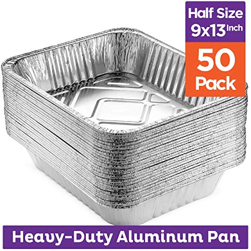 image for Stack Man Heavy Duty 9 x 13 Aluminum Foil Pans [50 Pack] Half Size Dee