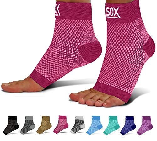 SB SOX Compression Foot Sleeves for Men & Women - Best Plantar Fasciitis Socks for Plantar Fasciitis Pain Relief, Heel Pain, and Treatment for Everyday Use with Arch Support (Pink, X-Large)