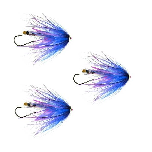 Aqua-Flies-Stus-Jungle-Tail-Turbo-Cone-Steelhead-Fly-Fishing-Tube-Fly-Pink-and-Purple-Set-of-3-Fly-Fishing-Flies