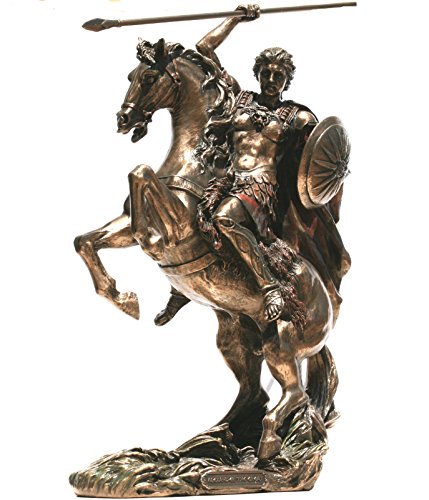 Veronese Alexander The Great on Horse Greek King Warrior Statue Sculpture Figure Bronze Finish 12.4