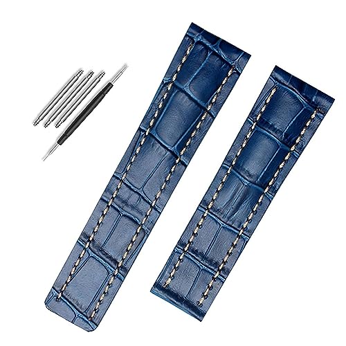 yezjin Genuine Cow Leather Strap For Breitling Watch Band Mens Bracelet With Deployment Buckle 22mm 24mm