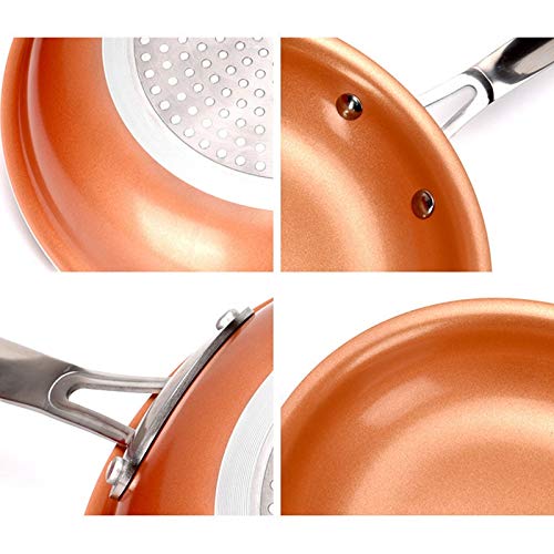Xigeapg Non-Stick Frying Pan Copper Red Pan Induction Frying Pan Frying Pan Saucepan Oven Dishwasher Safe 8 Anti-Baking Frying Pan - Thumbnail 5