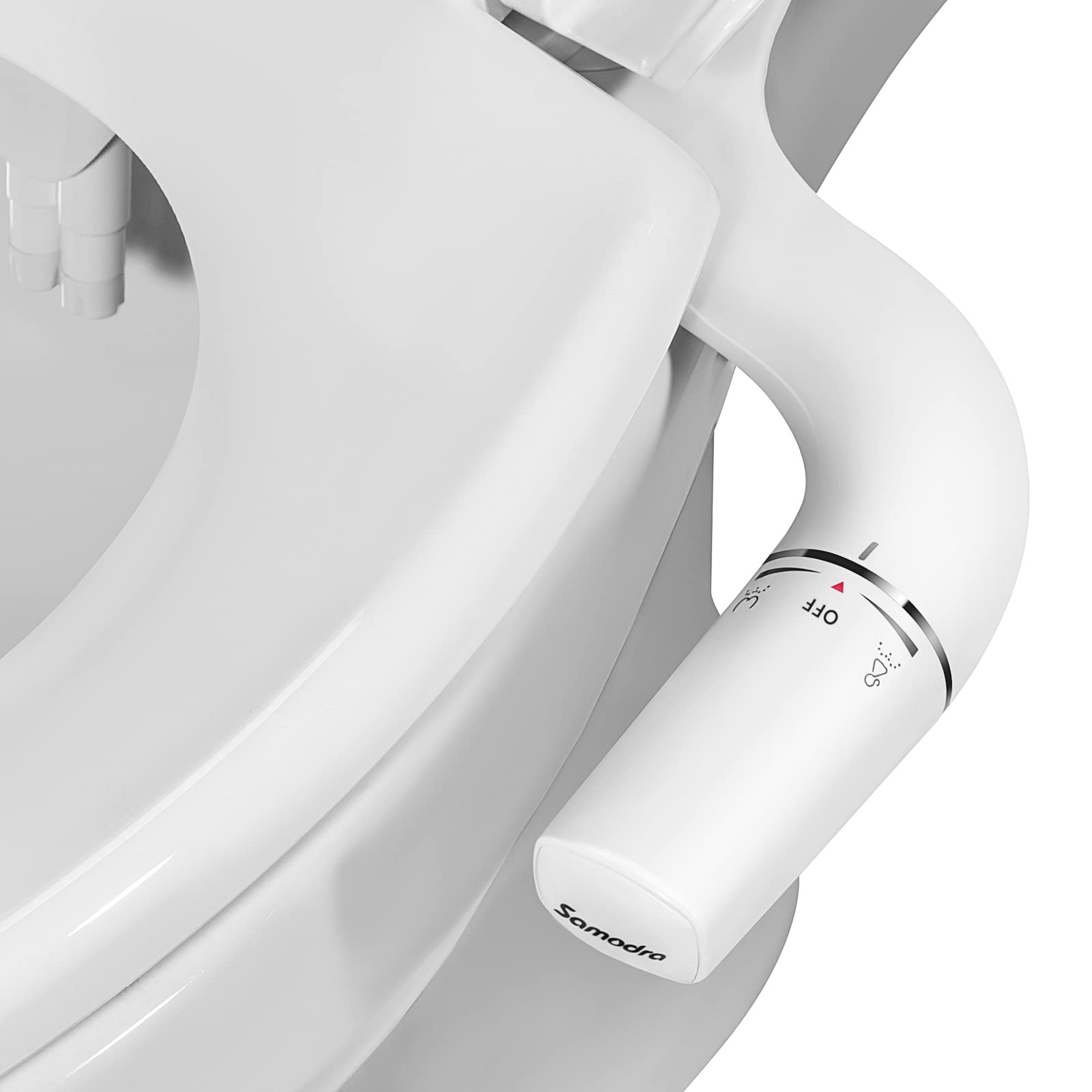 Bidet Attachment for Toilet Left Side,SAMODRA Classic 7.0 Ultra-Slim Bidet with Non-Electric Dual Nozzle,Adjustable Water Pressure,Cold Water,Easy to Install and Use