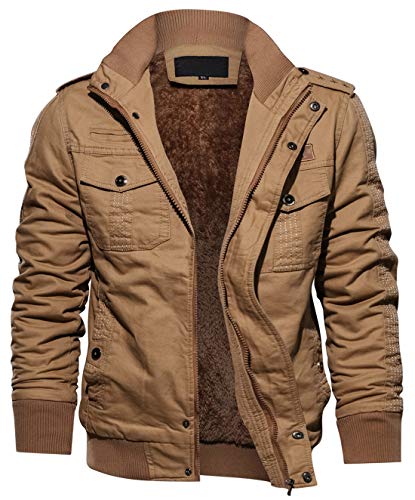 Men's Sportswear Full Zip Sherpa Lined Military Outerwear Bomber Jacket
