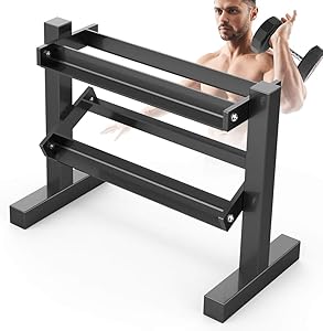 Dripex 2 Tier Heavy Duty Dumbbell Rack Home Gym Weight Rack Storage Stand, Weight Sets/Kettlebell/Weight Plates/Holder, Latest Model(Rack Only)
