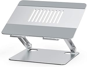 Besign LSX2 Aluminum Laptop Stand, Ergonomic Adjustable Notebook Stand, Riser Holder Computer Stand Compatible with MacBook Air Pro, Dell, HP, Lenovo More 10-15.6" Laptops (Silver)