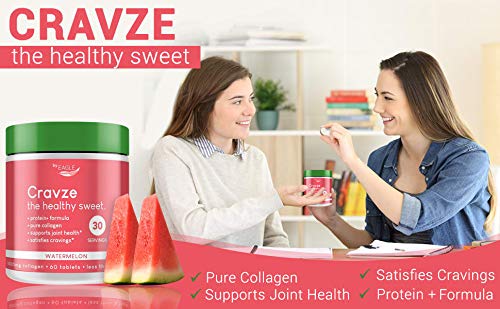 Cravze - Collagen Chewable Tablets with Protein. Craving Suppression Sweet Treat Candy