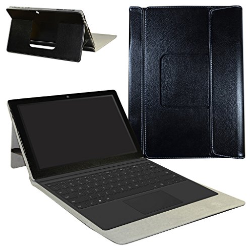 Lenovo Miix 510 Case,Mama Mouth 2-in-1 Romovable Portfolio PU Leather Folio Stand Cover For 12.2" Lenovo Miix 510 Windows 10 Convertible Laptop Tablet,Black