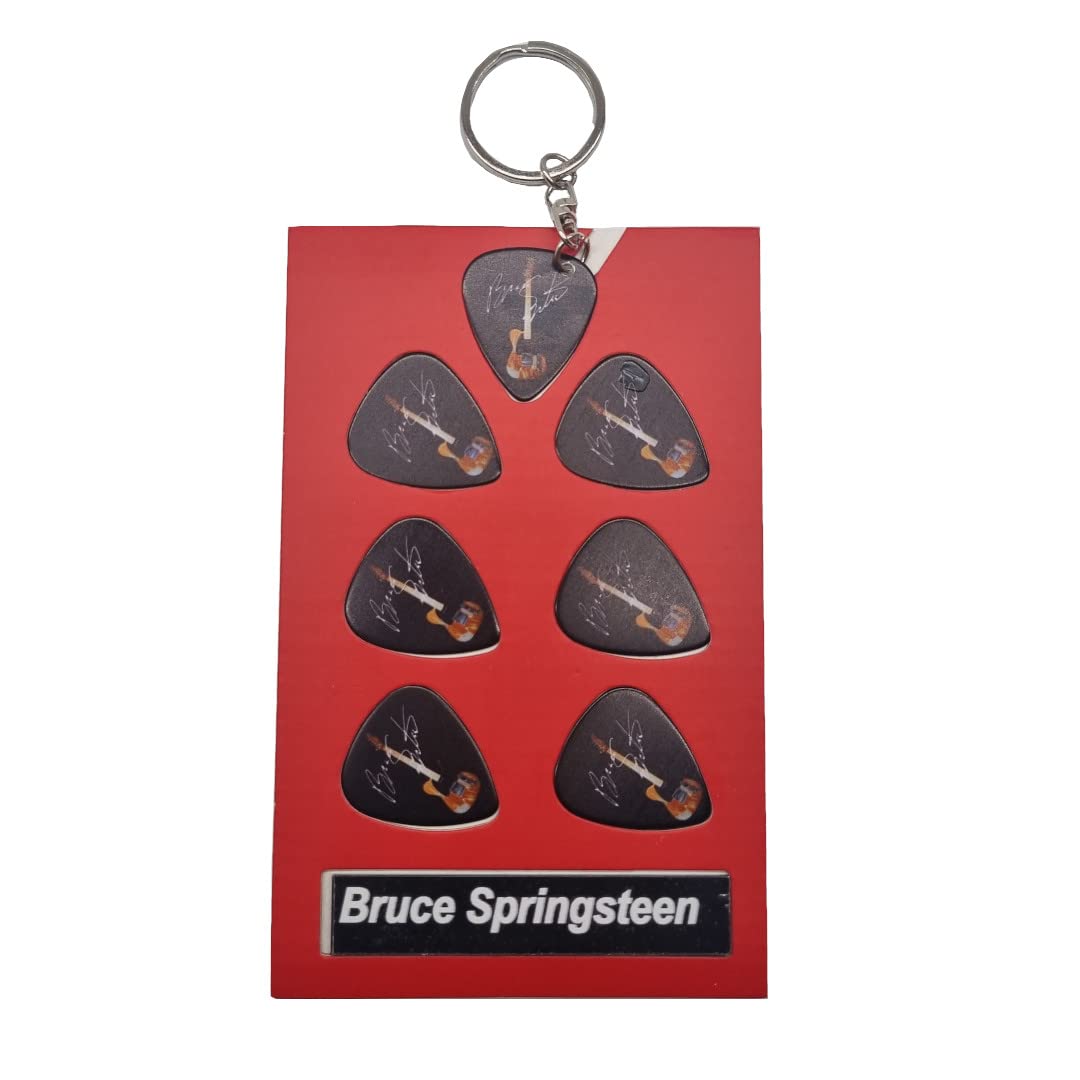 B Springsteen Guitar Plectrum Gift Set | 6 Artist Plectrums | 1 Artist Keyring