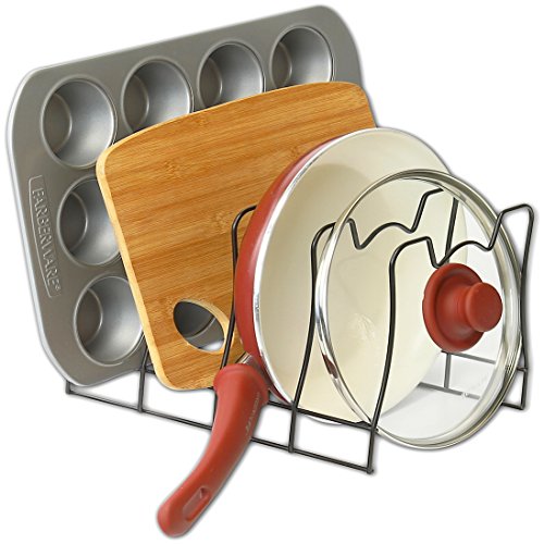 thumbnail image 2 of SimpleHouseware Kitchen Pot Lid Rack - 4 Compartment Organizer (Bronze) 2 of 12