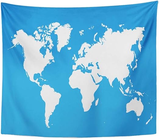 Soefipok Tapisserie Polyester Stoff Drucken Home Decor Blank Weiss Simillar Weltkarte Blau Weltkarte Fur Infografiken Flache Erde Wandbehang Tapisserie Fur Wohnzimmer Schlafzimmer Schlafsaal Amazon De Kuche Haushalt