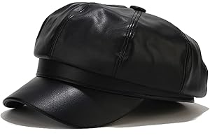 Sydbecs PU Newsboy Caps for Women Solid Color Paperboy Hat Cabbie Painter Cap