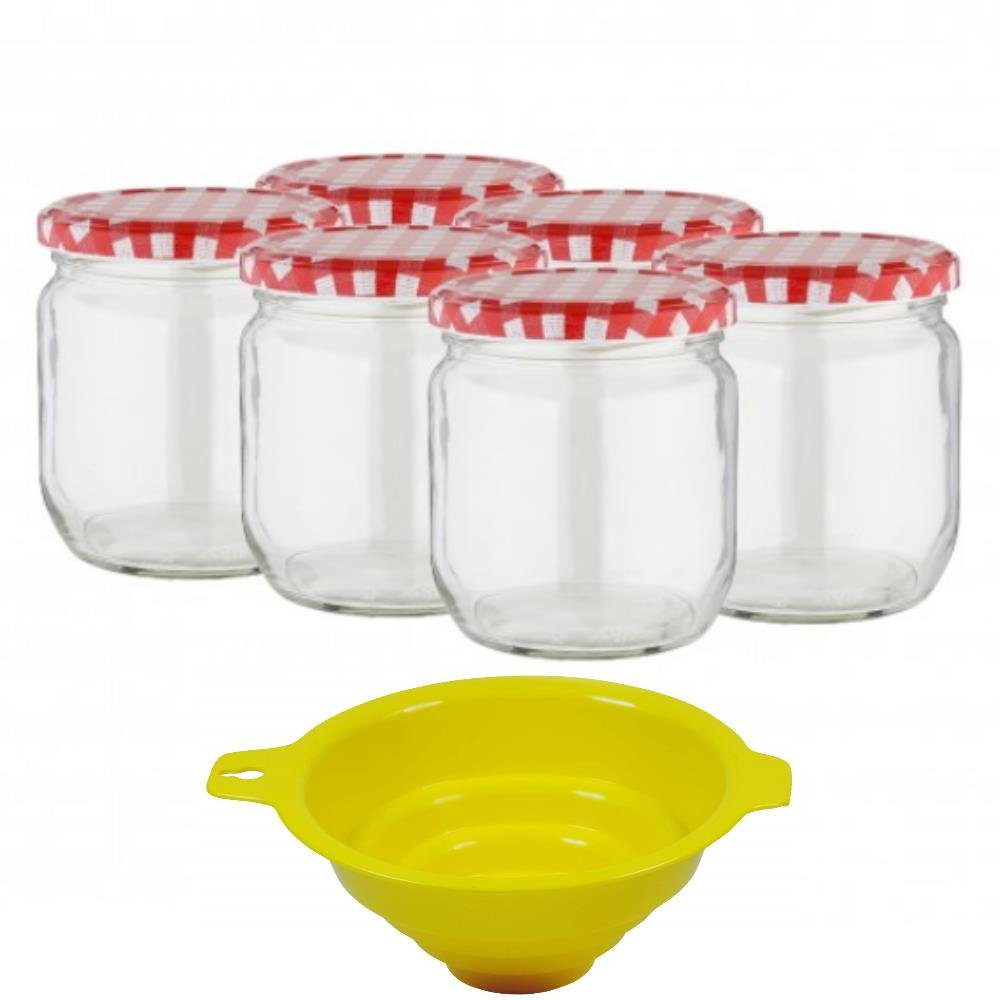 Viva Haushaltswaren Set of 6 Jars with Screw Top/with a Filling Funnel 15 oz/Jar
