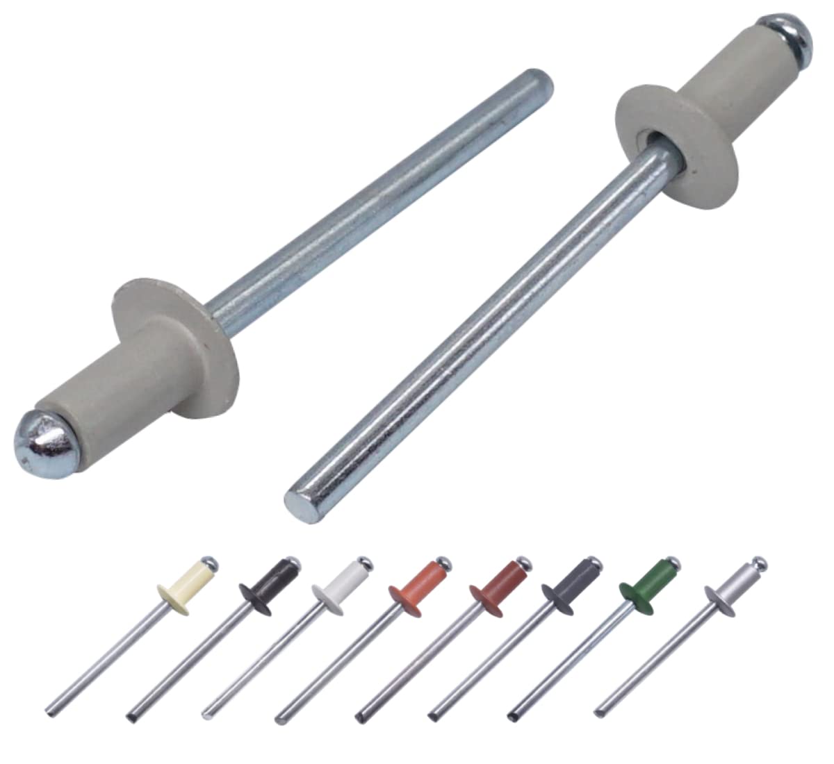 (Pack of 100 pcs) Painted Blind Rivets 4.0 x 8 mm, Dome Head, DIN 7337, Aluminum Rivet and Steel Mandrel, Pop Rivets (100, Agate Grey RAL 7038)