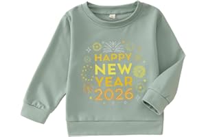 MODNTOGA Toddler Boy Girl Happy New Year Crewneck Sweatshirt Fireworks Graphic Holiday Shirt 2026 Long Sleeve Pullover Tops