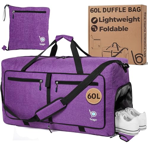 bago Holdall Bags for Men & Women - 60L Spacious Holdall Bag with Shoe Compartment - Save Time & Travel The World in Style & Convenience - Durable, Lightweight & Foldable Duffle Bag (SnowDepPurple) โ image 1