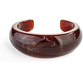 WOWORAMA Acrylic Resin Cuff Bracelet for Women Colorful Acrylic Dome Open Bangles Beige Tortoise Brown Chunky Mottled Acetate Resin Bracelets Jewelry