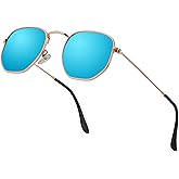 Hipster Hexagonal Polarized Sunglasses Men Women Geometric Square Small Vintage Metal Frame Retro Shade Glasses